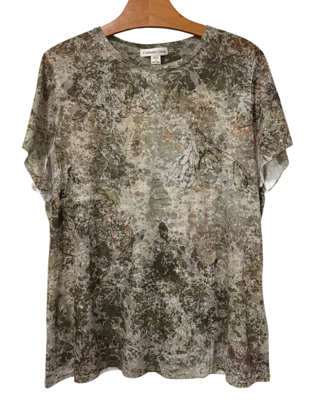 NWT 1X Coldwater Creek Short Sleeve T-shirt Camo Print 16W-18W